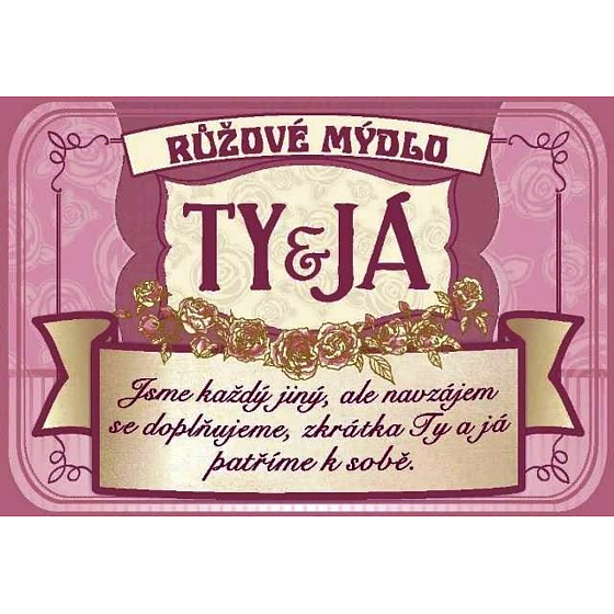 Albi Ružové mydlo v plechovke s textom Ty + Ja 8 x 5,4 cm