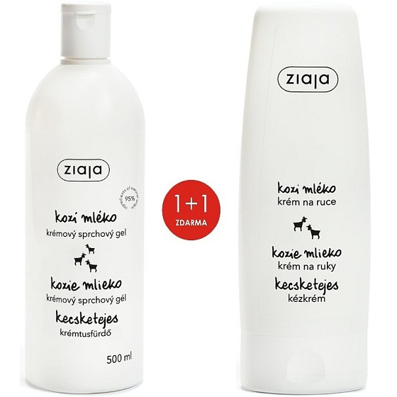 Ziaja Kozie mlieko sprchový krém 500 ml + Kozie mlieko krém na ruky a nechty 80 ml suchá pokožka, duopack