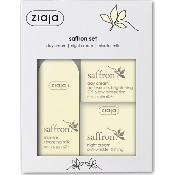 Ziaja Šafrán 60+ denný krém 50 ml + nočný krém 50 ml + micelárny mlieko 200 ml, kozmetická sada