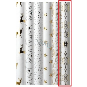 Zowie Darčekový baliaci papier 70 x 150 cm Vianočný Luxusné White Christmas s razbou biely - zlaté vločky
