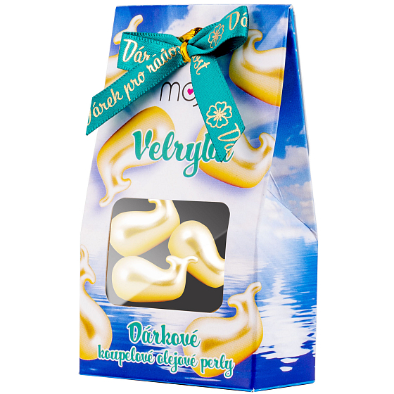 Moje Kúpeľové olejové perly Veľryba žltá 3 kusy, darčekové balenie