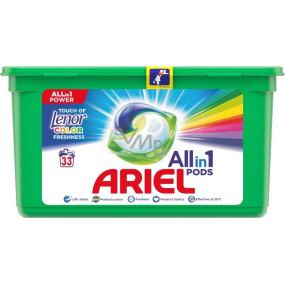 Ariel All-in-1 Pods Touch of Lenor Fresh Color gélové kapsule na pranie bielizne 33 kusov 785,4 g