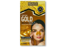 Beauty Formulas Gold zlaté čistiace pásky na nos s kolagénom a lieskovým orieškom 6 kusov