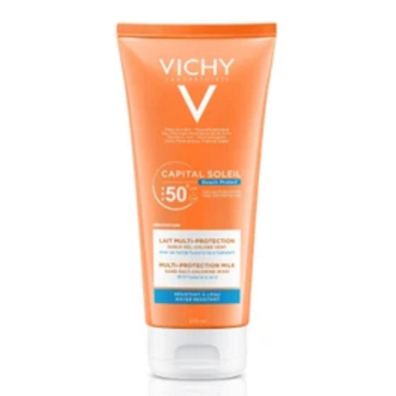 Vichy Capital Soleil SPF50 ochranné opaľovacie hydratačné mlieko na tvár a telo pre celú rodinu 300 ml