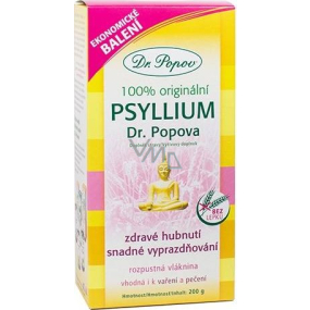 Dr. Popov Psyllium 100% originálne, podporuje správny metabolizmus tukov a navodzuje pocit sýtosti, rozpustná vláknina 200 g