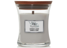 WoodWick svíčka sklo malá WoodWick Lavender & Cedar - Levandule a Cedr vonná svíčka s dřevěným knotem a víčkem sklo malá 85 g