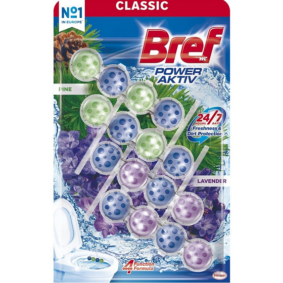 Bref Power Aktiv Borovica a Levanduľa WC blok, 4 x 50 g