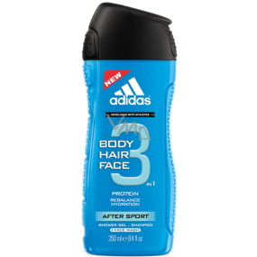 Adidas After Sport 3v1 sprchový gél na telo, vlasy a tvár pre mužov 250 ml