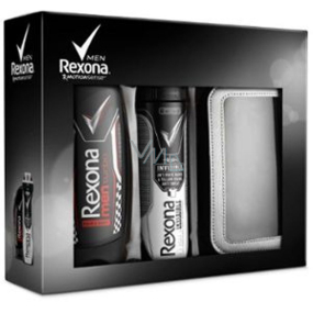 Rexona Men Invisible Black + White antiperspirant sprej pre mužov 150 ml + Turbo sprchový gél na telo a vlasy 250 ml + púzdro na mobil, darčeková sada