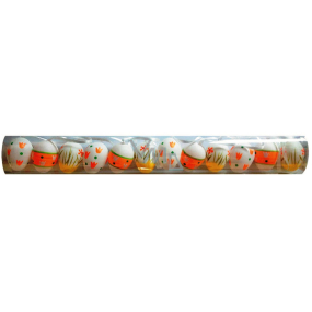 Vajíčka plastová oranžovozelené na zavesenie 4 cm 12 kusov v tube