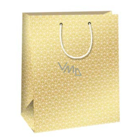 Ditipo Darčeková papierová taška 26,4 x 13,6 x 32,7 cm zlatá, biele ornamenty
