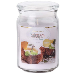 Emocio Tropical Coconut - Sviečka s vôňou tropického kokosu, sklo so skleneným viečkom 453 g 93 x 142 mm