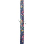 Nekupto Darčekový baliaci papier 70 x 150 cm Modrý, kvety