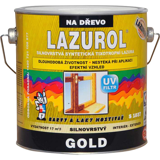 Lazurol Gold S1037 silnovrstvá lazura na drevo T020 gaštan, 2,5 l