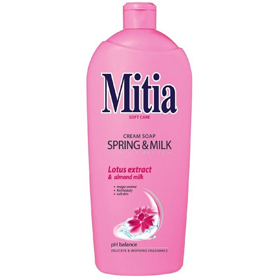 Mitia Spring & Milk Lotosové mlieko tekuté mydlo náhradná náplň 1 l