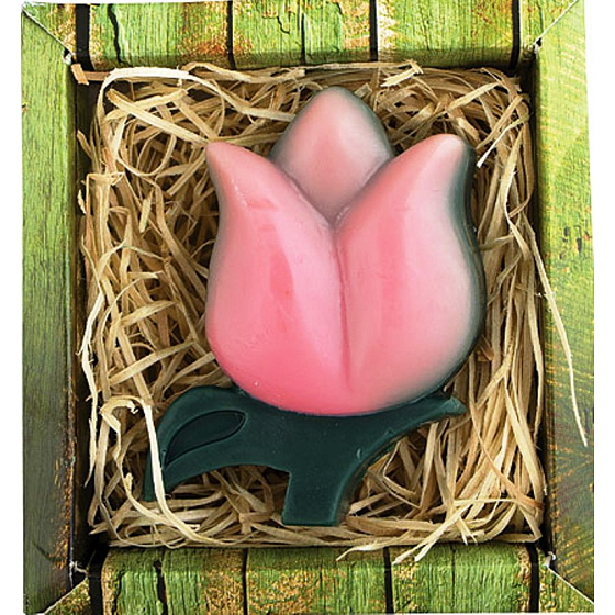 Bohemia Gifts Tulipán ružový ručne vyrábané toaletné mydlo v krabičke 75 g