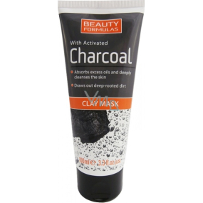 Beauty Formulas Charcoal Íl + Aktívne uhlie pleťová maska na tvár a krk 100 ml