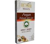 Victoria Beauty Argan Depilačné pásiky na telo s arganovým olejom 20 kusov + 2 čistiace obrúsky 22 kusov