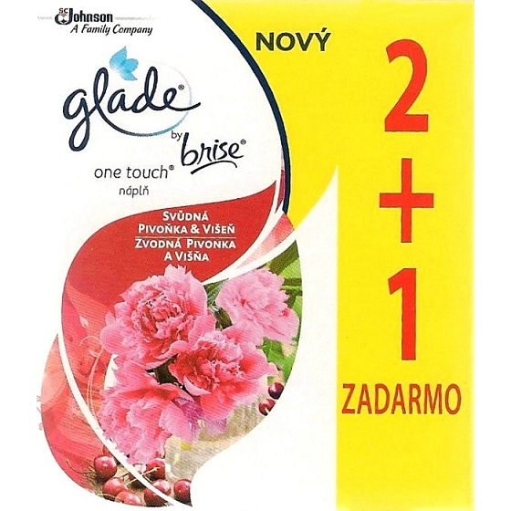 Glade One Touch Zvodná pivonka a Višňa mini sprej náhradná náplň osviežovač vzduchu 3 x 10 ml