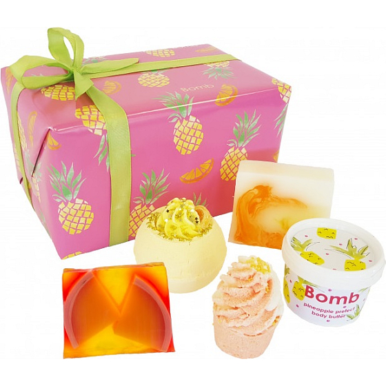 Bomb Cosmetics Exotická - Totally Tropical balistik 160 g + špalíček 50 g + mydlo 2 x 100 g + telové maslo 200 ml, kozmetická sada