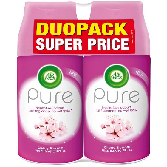 Air Wick FreshMatic Pure Kvety čerešní osviežovač vzduchu náhradná náplň 2 x 250 ml