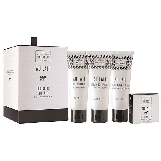 Scottish Fine Soaps Au Lait sprchový gel 75 ml + telové maslo 75 ml + krém na ruky a nechty 75 ml + mydlo 50 g kozmetická sada