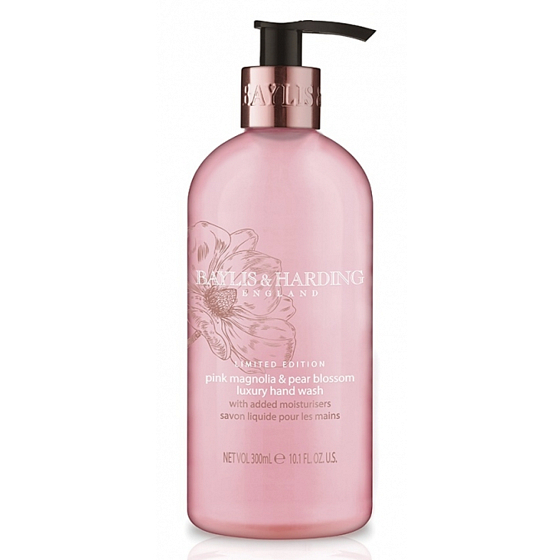Baylis & Harding Ružová magnólia a Hruškový kvet tekuté mydlo na ruky dávkovač 300 ml