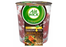 Air Wick Essential Oils Warm Amber Rose - Jantárová ruža vonná sviečka v skle 105 g