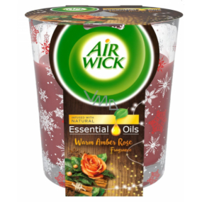 Air Wick Essential Oils Warm Amber Rose - Jantárová ruža vonná sviečka v skle 105 g