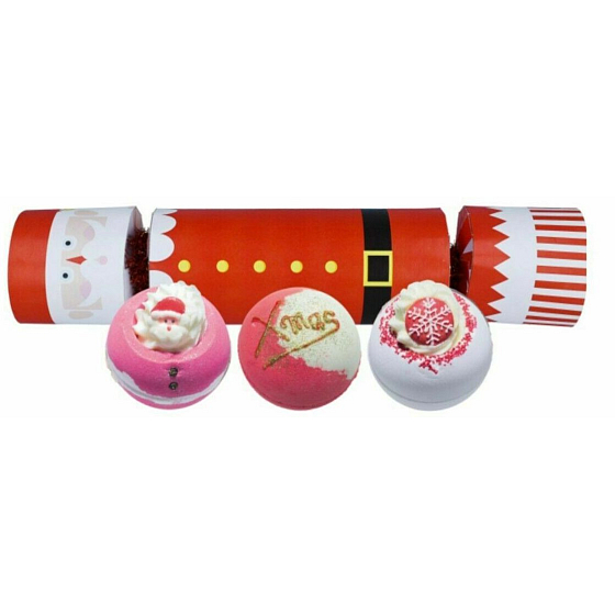 Bomb Cosmetics Father Christmas Cracker šumivý balistik do kúpeľa 3 x 160 g, kozmetická sada