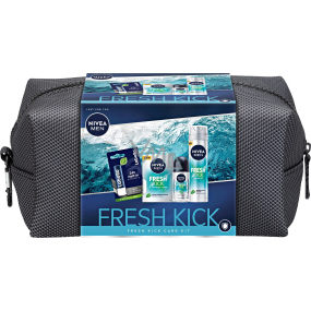 Nivea Men Fresh Kick voda po holení 100 ml + gél na holenie 200 ml + antiperspirant roll-on 50 ml + Labello balzam na pery 5,5 ml + etue, kozmetická sada pre mužov