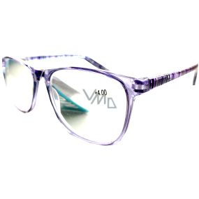 Berkeley dioptrické okuliare na čítanie +3 plastové fialové, bočné rámy fialové a čierne pruhy 1 kus MC2223