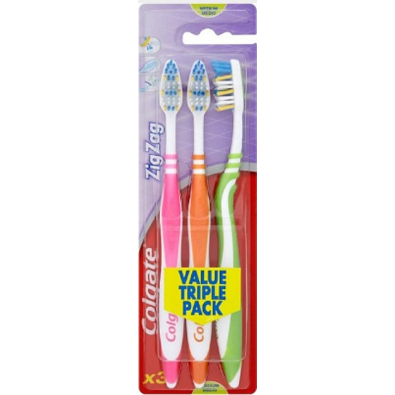 Colgate Zig Zag Medium stredná zubná kefka 3 x 12 ks kartón
