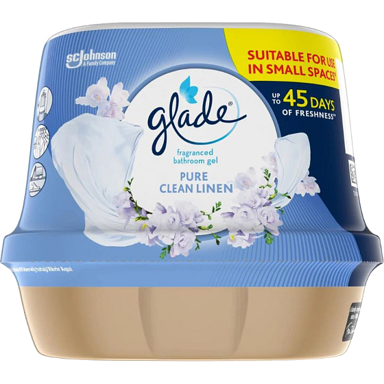 Glade Clean Linen vonný gel do kúpelne, 180 g