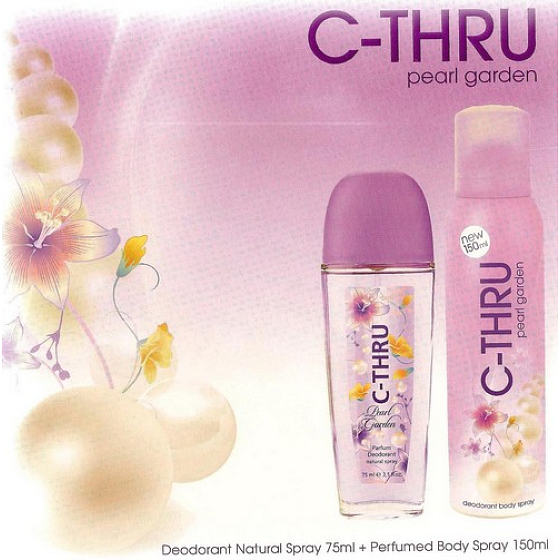 C-Thru Pearl Garden parfumovaný dezodorant sklo pre ženy 75 ml + dezodorant sprej 150 ml, kozmetická sada