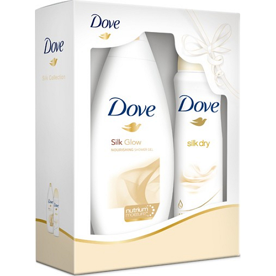 Dove Silk sprchový gél 250 ml + antiperspirant sprej 150 ml, kozmetická sada