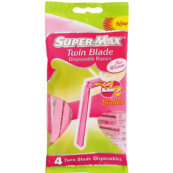 Super-Max Twin Blade 2břitý holiaci strojček pre ženy 4 kusy
