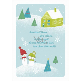 Albi Hracie prianie do obálky K Vianociam Dva snehuliaci Padá sneh Milan Drobný 14,8 x 21 cm