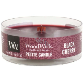 Woodwick Black Cherry - Čierna čerešňa vonná sviečka s dreveným knôtom petite 31 g