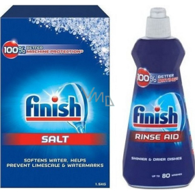 Finish Soľ do umývačky 1,5 kg + Shine & Protect Regular leštidlo 400 ml, duopack