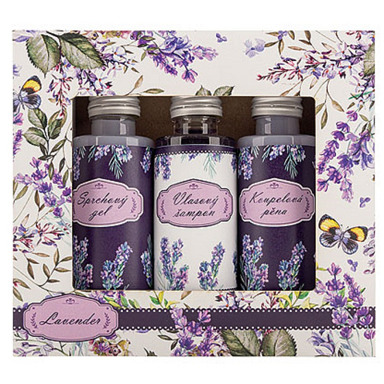 Bohemia Gifts Levanduľa sprchový gél 50 ml + šampón 50 ml + pena 50 ml, kozmetická sada