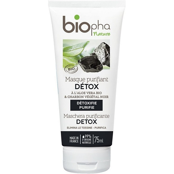 BioPha Detox čistiaca pleťová maska s čiernym uhlím 75 ml