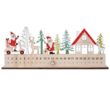 Adventný kalendár drevený Santa 25 x 10 cm