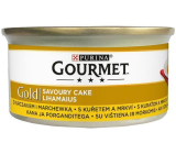 Gourmet Gold Savoury Cake hrubá paštéta s kuracím mäsom a mrkvou v konzerve pre dospelé mačky 85 g