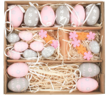 Plastová dekorácia vajíčka v krabici, mix veľkostí, sada 27 kusov