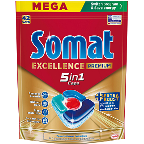 Somat tablety do umývačky Excellence Premium 5v1, 42 ks