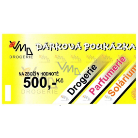 Darčekový poukaz VMD Drogéria na nákup tovaru v hodnote 500 Kč