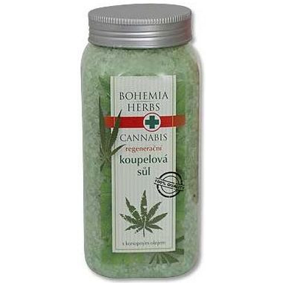 Bohemia Gifts Cannabis Konopný olej regeneračná soľ do kúpeľa 900 g