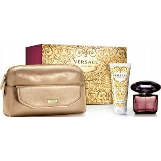 Versace Crystal Noir toaletná voda 90 ml + telové mlieko 100 ml + zlatá kabelka, darčeková sada