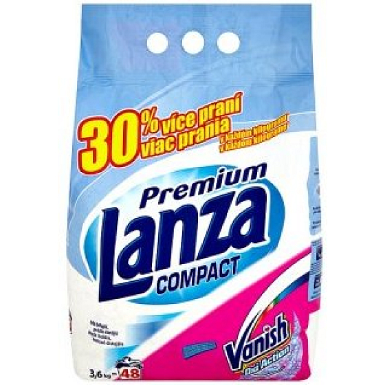 Lanza Compact prací prášok na bielu bielizeň s Vanish Oxi Action 48 dávok 3,6 kg